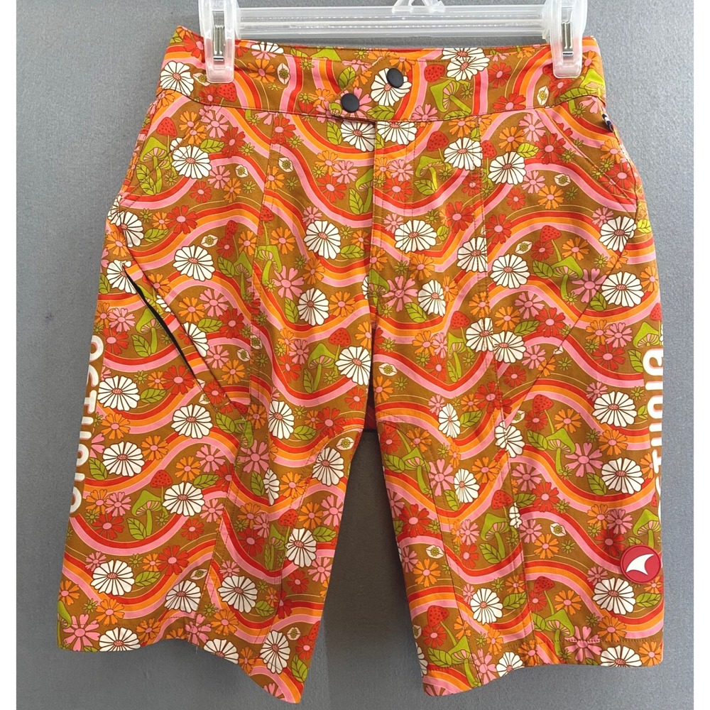 Pactimo Petunia Mafia Womens XXS Mountain Bike Shorts Retro Floral Mushroom MTB